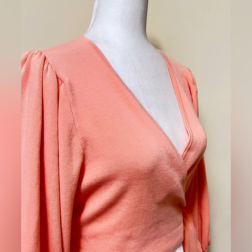 MISSGUIDED new Pink True Wrap Around Straps Crop Balloon Sleeves Knit Top 10/12 - Picture 6 of 16